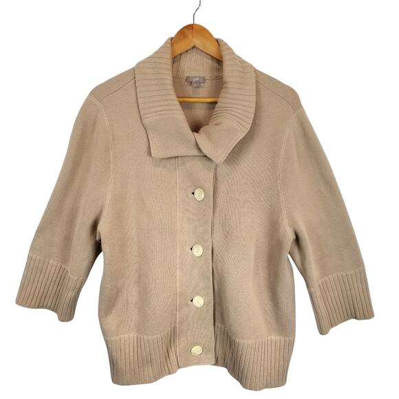 J. Jill Women's 3/4 Sleeve Length Knit Button Front Cardigan Tan Size XL - Picture 1 of 7